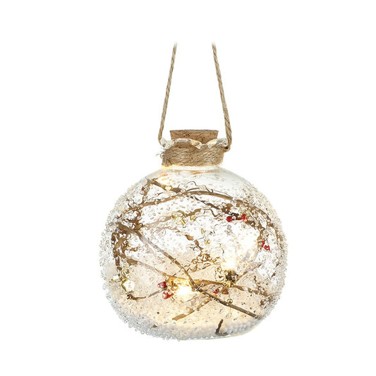 Light up glass bauble with snow