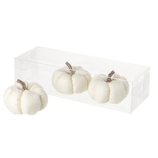 Set of 3 white linen pumpkins