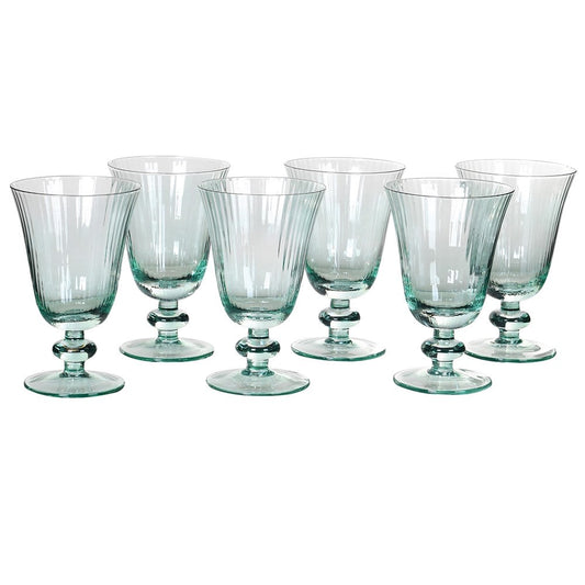 Mint ribbed wine glass