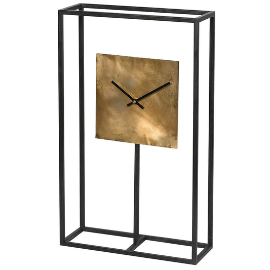 Black frame gold square clock