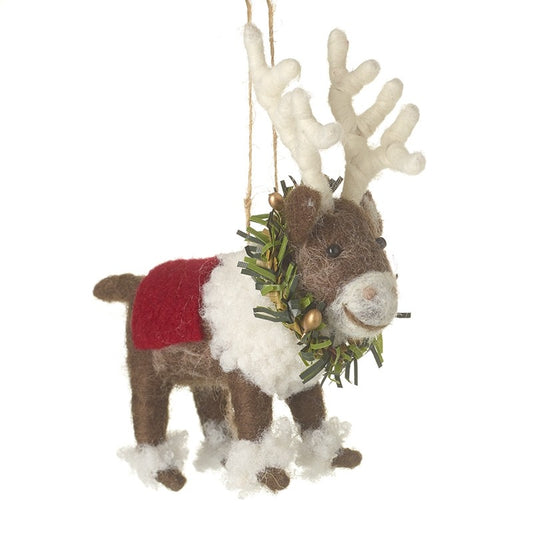 Festive Wool Stag Decoration