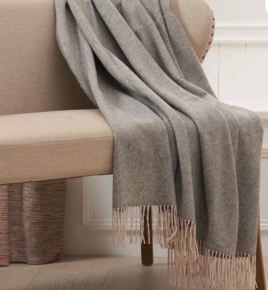 100% Lambswool Throw Navy