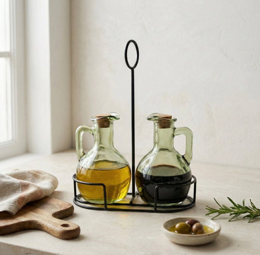 Oil & Vinegar bottles on stand