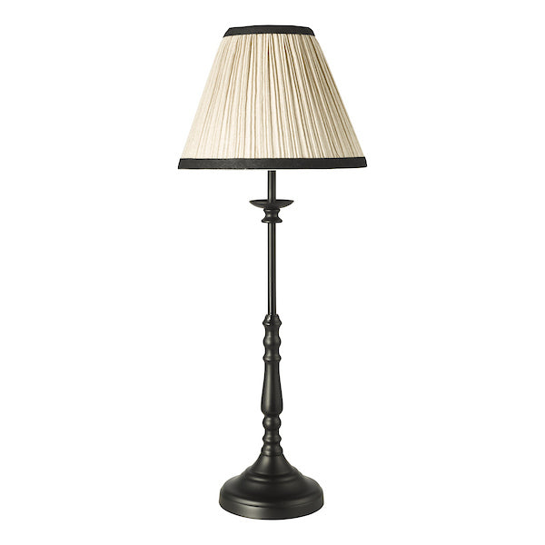 Judy Table Lamp Satin Black With Natural Pleated Shade