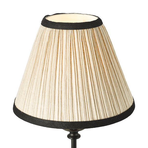 Judy Table Lamp Satin Black With Natural Pleated Shade