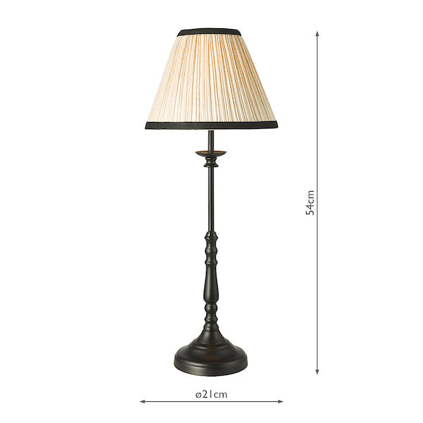 Judy Table Lamp Satin Black With Natural Pleated Shade