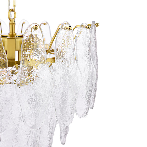 Kimmia 6lt Pendant Natural Brass & Textured Glass