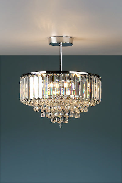 Vienna 3 Light Semi-Flush Crystal & Polished Chrome Ceiling Light
