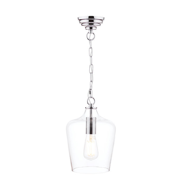 Oakley 1 Light Pendant Polished Chrome & Glass