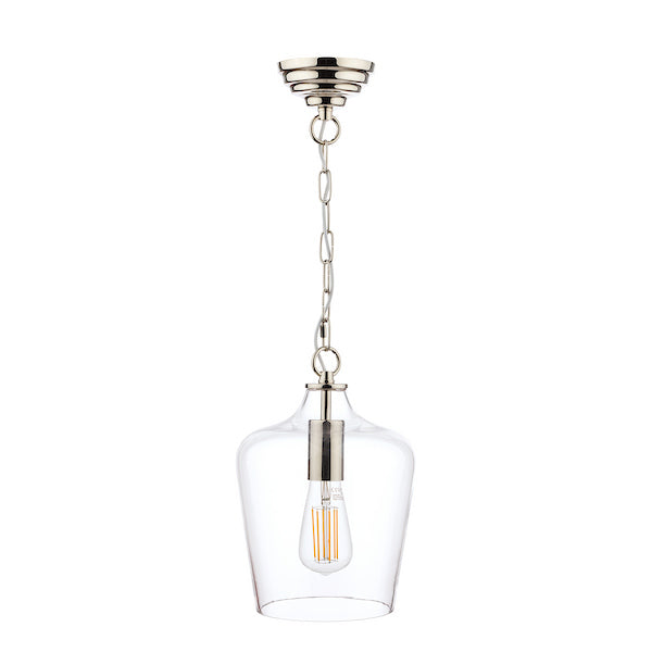 Oakley 1 Light Pendant Polished Chrome & Glass