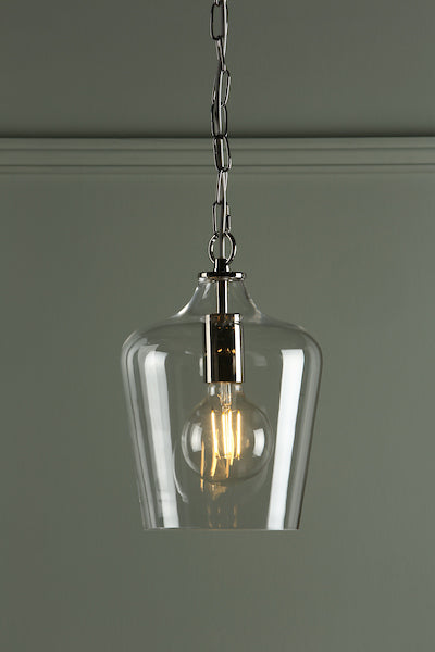 Oakley 1 Light Pendant Polished Chrome & Glass