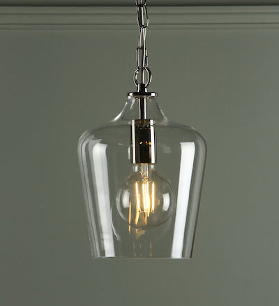 Oakley 1 Light Pendant Polished Chrome & Glass