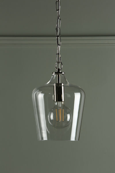 Oakley 1 Light Pendant Polished Chrome & Glass