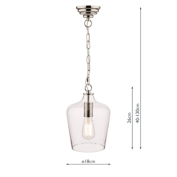Oakley 1 Light Pendant Polished Chrome & Glass