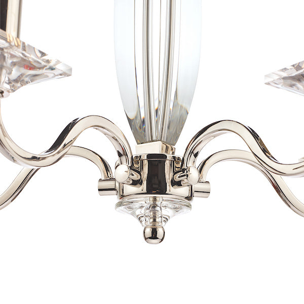Carson 5 Light Armed Pendant Polished Nickel & Crystal