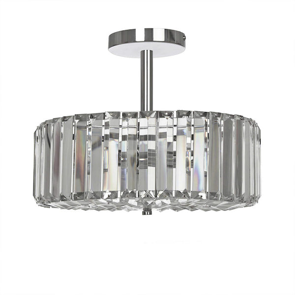 Fernhurst 3 Light Semi Flush Crystal & Polished Chrome