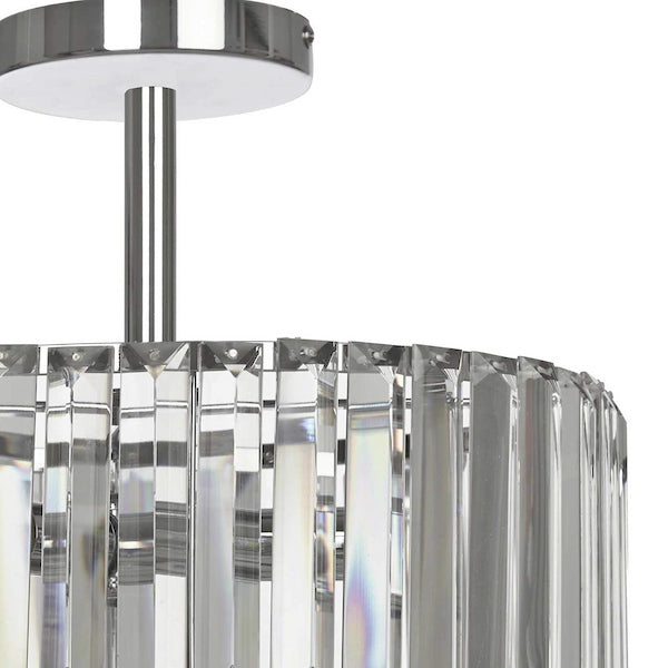 Fernhurst 3 Light Semi Flush Crystal & Polished Chrome