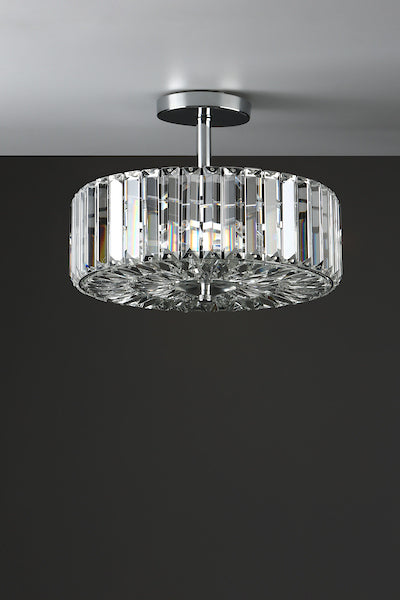 Fernhurst 3 Light Semi Flush Crystal & Polished Chrome