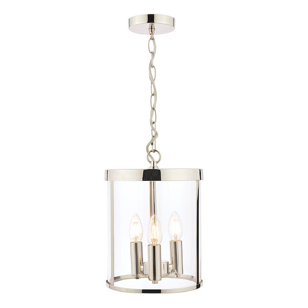 Selbourne 3 Light Pendant Polished Nickel & Glass