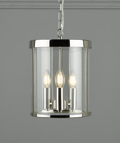 Selbourne 3 Light Pendant Polished Nickel & Glass