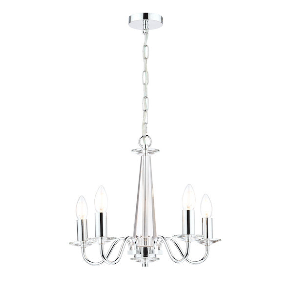 Blake 5 Light Armed Pendant Crystal & Polished Chrome