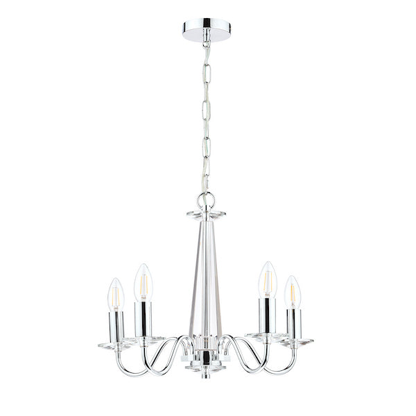 Blake 5 Light Armed Pendant Crystal & Polished Chrome
