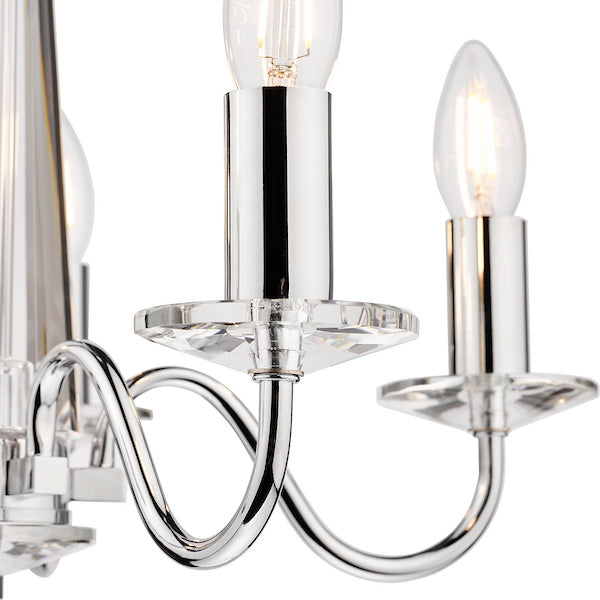Blake 5 Light Armed Pendant Crystal & Polished Chrome