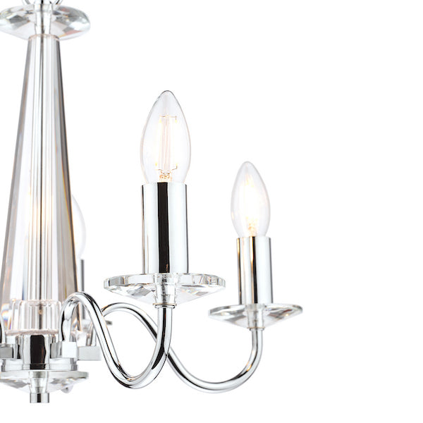 Blake 5 Light Armed Pendant Crystal & Polished Chrome