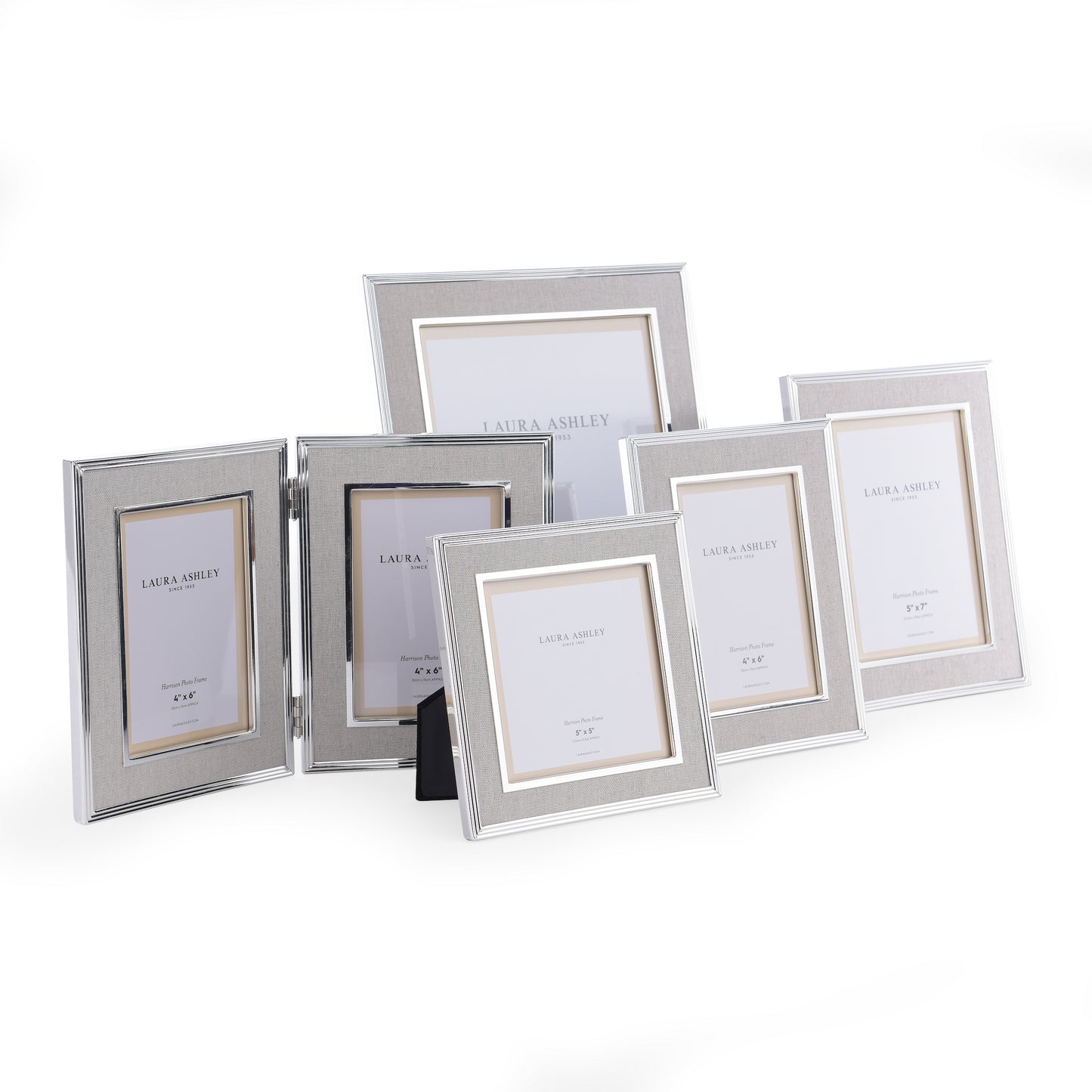 Laura Ashley Harrison Double Photo Frame Linen 4 x 6"