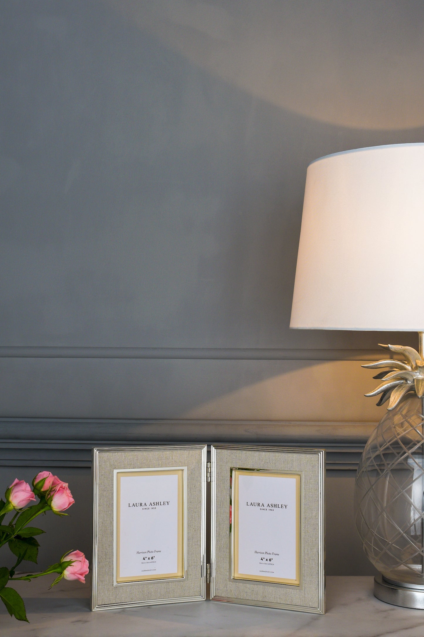 Laura Ashley Harrison Double Photo Frame Linen 4 x 6"