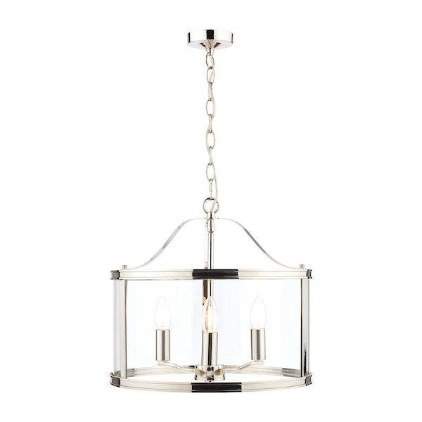 Harrington 3 Light Polished Nickel & Glass