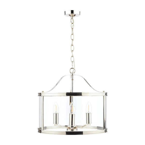 Harrington 3 Light Polished Nickel & Glass