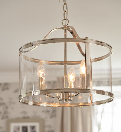 Harrington 3 Light Polished Nickel & Glass