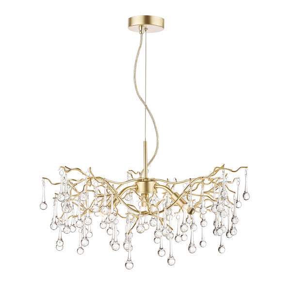 Willow 3 Light Pendant Satin Champagne & Crystal