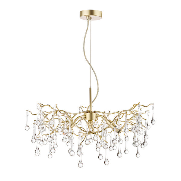 Willow 3 Light Pendant Satin Champagne & Crystal