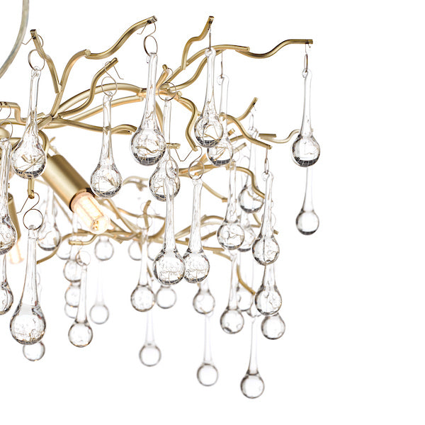 Willow 3 Light Pendant Satin Champagne & Crystal