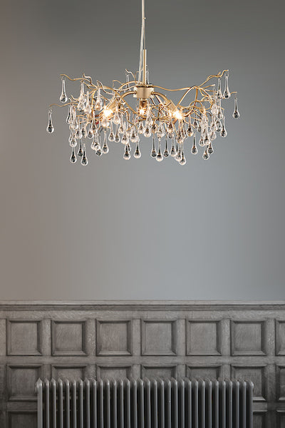 Willow 3 Light Pendant Satin Champagne & Crystal