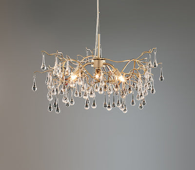 Willow 3 Light Pendant Satin Champagne & Crystal