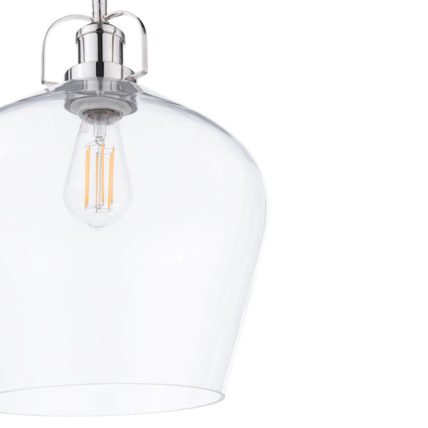Rye 1 Light Pendant Polished Nickel Clear Glass