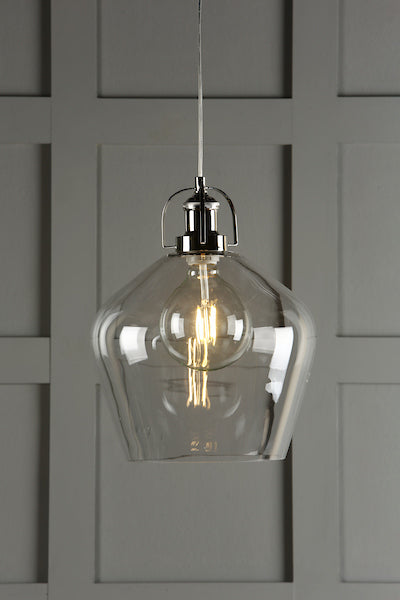 Rye 1 Light Pendant Polished Nickel Clear Glass