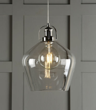 Rye 1 Light Pendant Polished Nickel Clear Glass