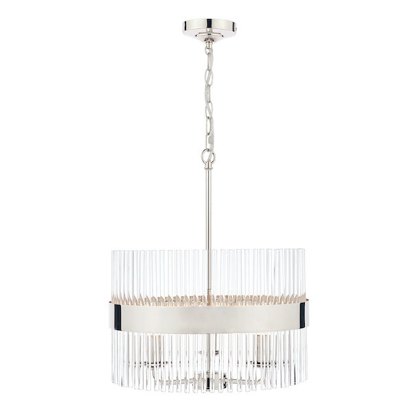 Alexa 3 Light Pendant Polished Nickel Glass Rods