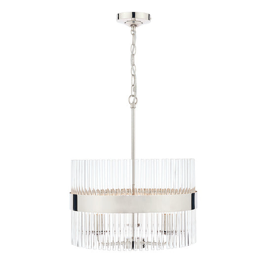 Alexa 3 Light Pendant Polished Nickel Glass Rods