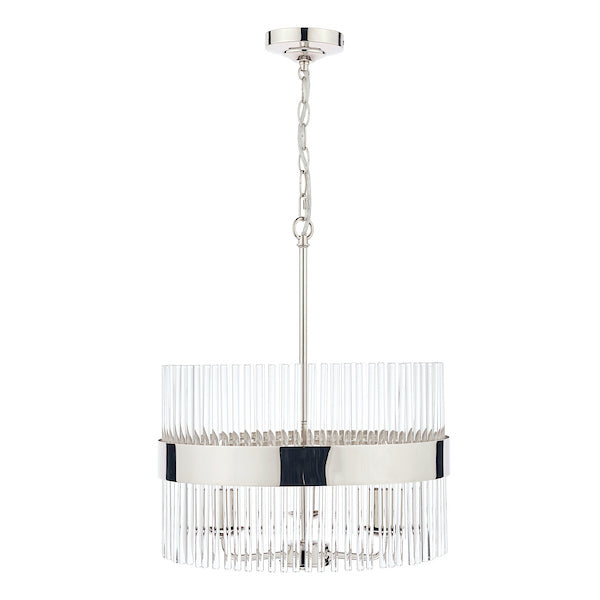 Alexa 3 Light Pendant Polished Nickel Glass Rods