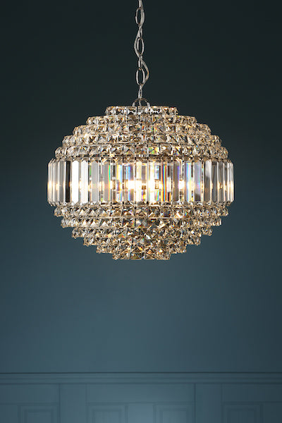 Vienna 5 Light Chandelier Crystal & polished Chrome