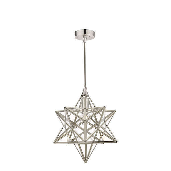 Star 1 Light Pendant Polished Silver and Glass