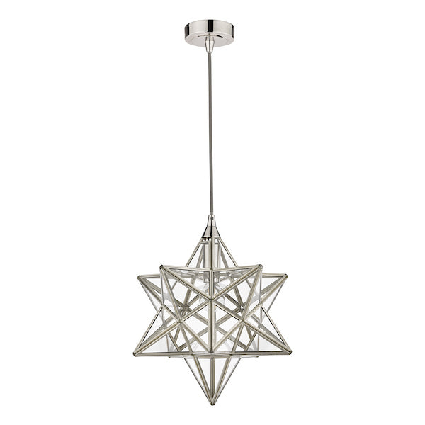 Star 1 Light Pendant Polished Silver and Glass