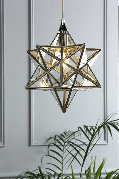 Star 1 Light Pendant Polished Silver and Glass