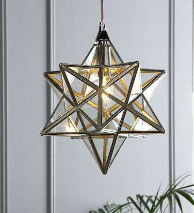 Star 1 Light Pendant Polished Silver and Glass