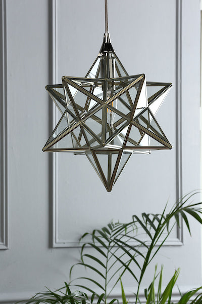 Star 1 Light Pendant Polished Silver and Glass